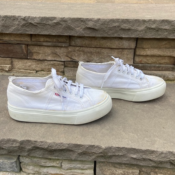 Superga Shoes - Superga White Platform Sneakers
